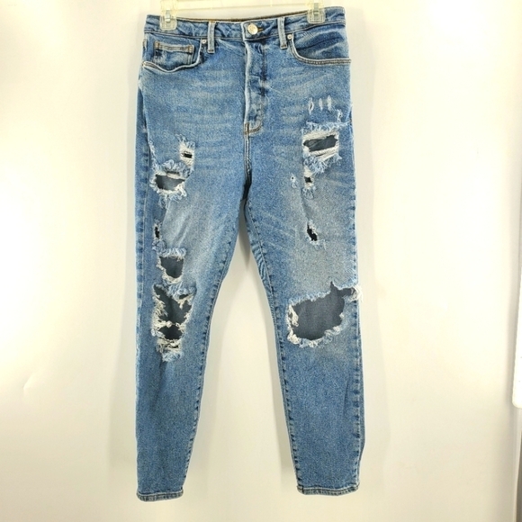 Forever 21 Denim - Forever 21 high waist button fly cotton distressed jeans 30